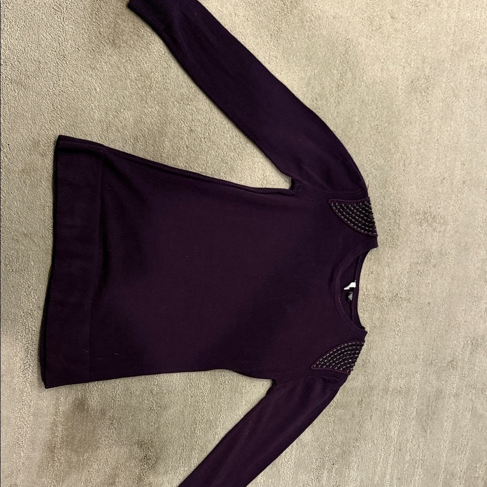 Smitten Deep Purple Sweater with Embellished Shoulders